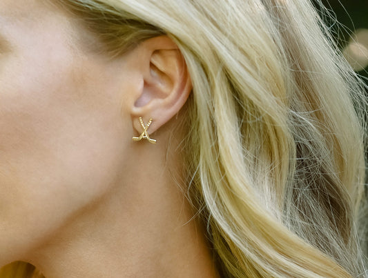 Chelsea Charles CC Sport Gold Ice Hockey Earrings