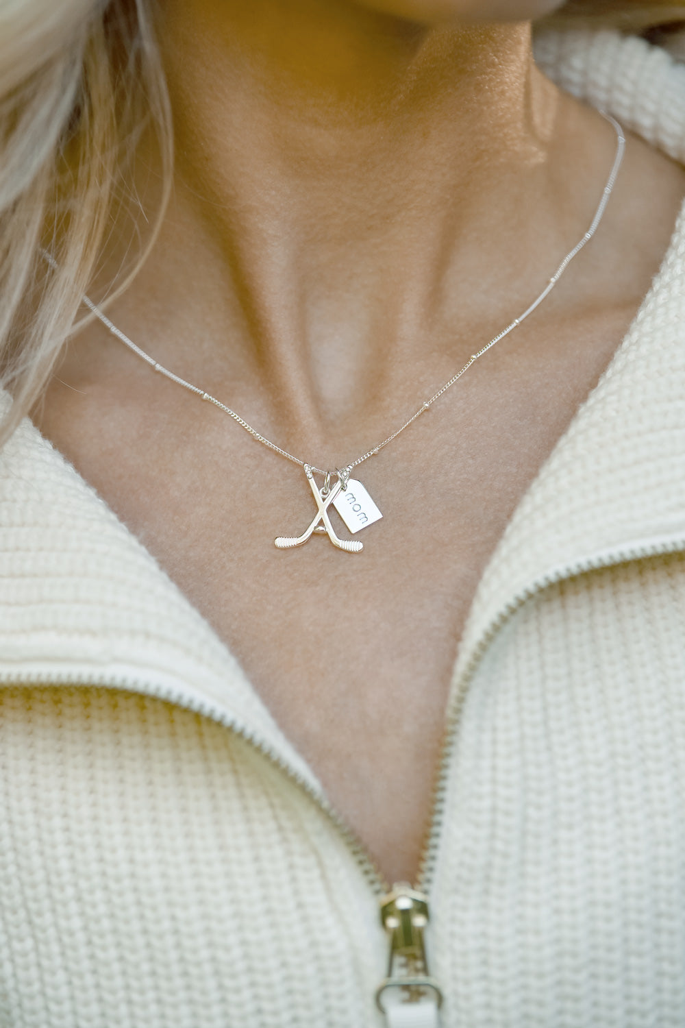 Chelsea Charles CC Sport Ice Hockey Mom Charm Necklace Silver 45.7cm